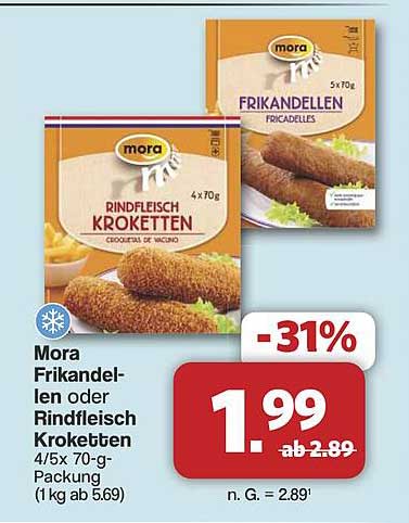 Mora Frikandellen oder Rindfleisch Kroketten 4/5x 70-g-Packung
