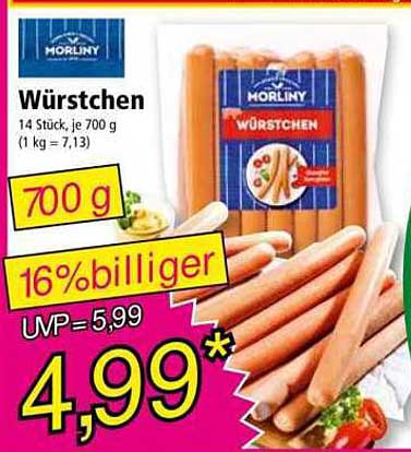 MORLINY Würstchen 700 g – 14 Stück