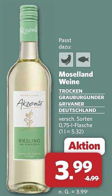 Moselland Weine Trocken Grauburgunder & Rivaner 0,75 l-Flasche