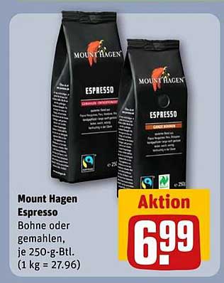 Mount Hagen Espresso Bohne oder gemahlen, je 250-g-Btl.