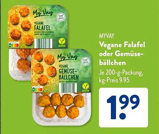 MYVAY Vegane Falafel oder Gemüse-Bällchen 200 g