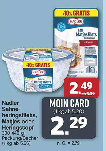 Nadler Sahneheringsfilets, Matjes oder Heringstopf - 300-440 g Becher