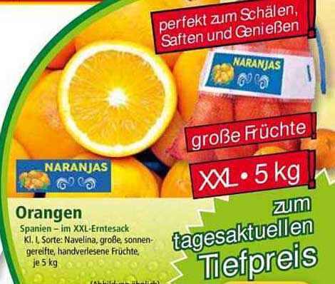 Naranjas Orangen - XXL 5 kg im Ernte-Sack