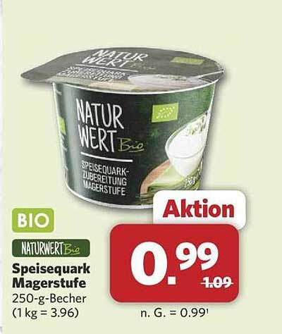 NATUR WERT Bio Speisequark Magerstufe 250-g-Becher