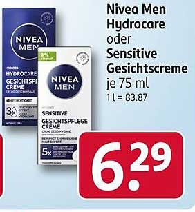 Nivea Men Hydrocare oder Sensitive Gesichtscreme je 75 ml