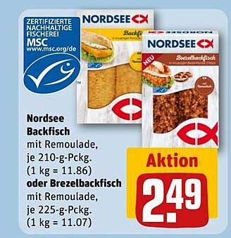 Nordsee Backfisch mit Remoulade, je 210-g-Packung oder Brezelbackfisch mit Remoulade, je 225-g-Packung