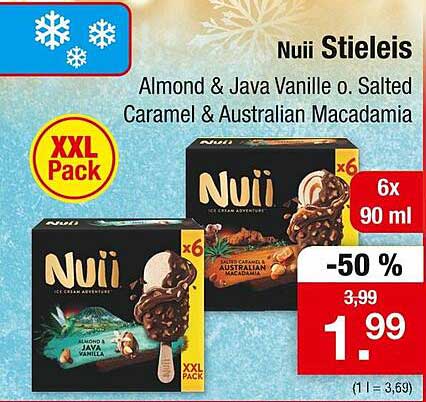 Nuii Stieleis - Almond & Java Vanille oder Salted Caramel & Australian Macadamia