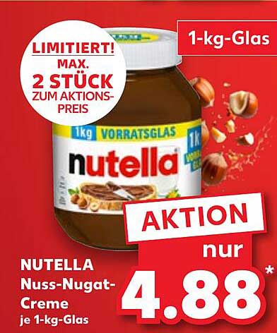NUTELLA Nuss-Nugat-Creme 1 kg - Aktionspreis nur 4,88 €