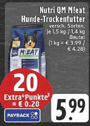 Nutri QM M!eat Hunde-Trockenfutter versch. Sorten, je 1,5 kg / 1,4 kg Beutel
