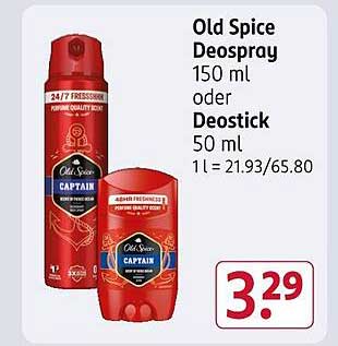 Old Spice Deospray 150 ml oder Deostick 50 ml