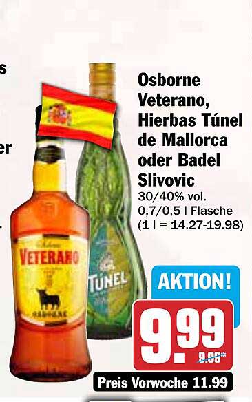 Osborne Veterano, Hierbas Túnel de Mallorca oder Badel Slivovic