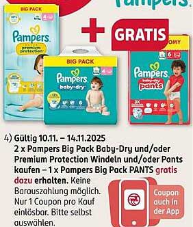 Pampers Big Pack Windeln und Pants – 2 für 1 Angebot!