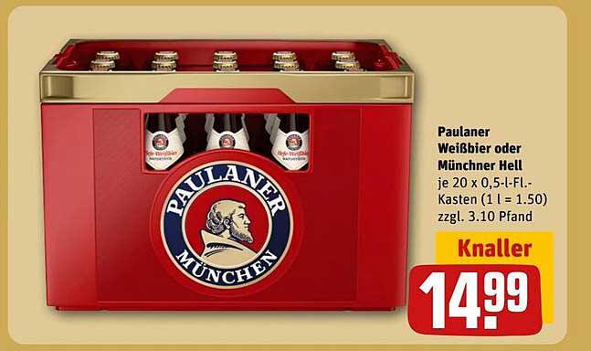 Paulaner Weißbier oder Münchner Hell 20 x 0,5 l Kasten
