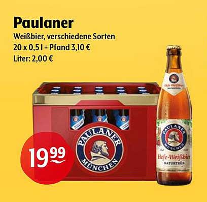 Paulaner Weißbier, verschiedene Sorten – 20 x 0,5 l