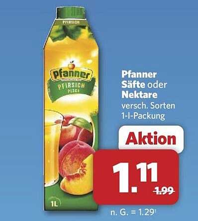 Pfanner Säfte oder Nektare verschiedene Sorten 1-L-Packung