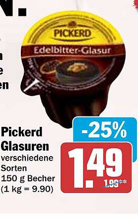 Pickerd Edelbitter-Glasur 150 g Becher