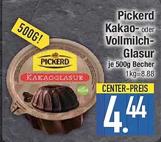 Pickerd Kakao- oder Vollmilch-Glasur je 500g Becher