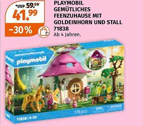 PLAYMOBIL Gemütliches Feenzuhause mit Goldeneinhorn und Stall 71838