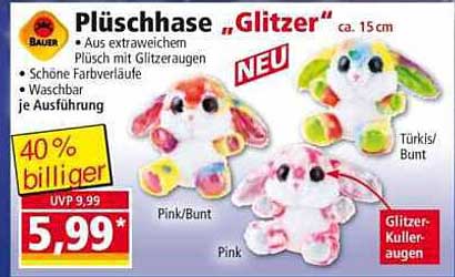 Plüschhase "Glitzer" ca. 15 cm