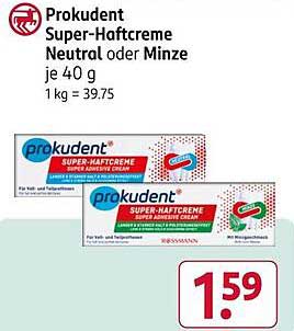 Prokudent Super-Haftcreme Neutral oder Minze 40 g