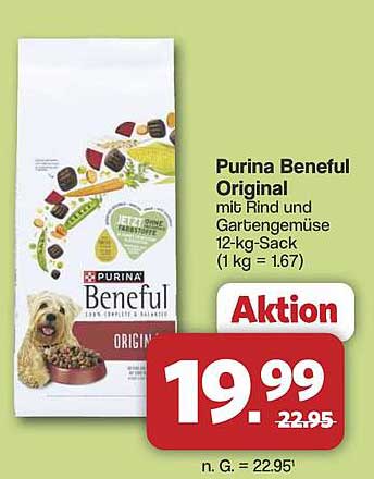 Purina Beneful Original mit Rind und Gartengemüse, 12-kg-Sack