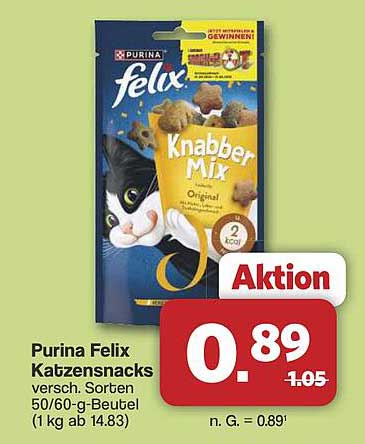 Purina Felix Katzensnacks 50/60-g-Beutel