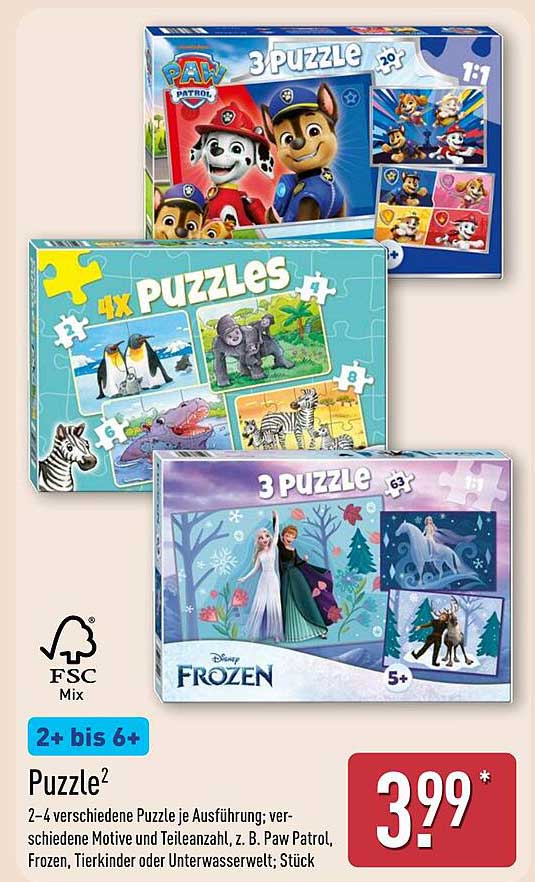 Puzzle² – 2-4 verschiedene Puzzles mit beliebten Motiven
