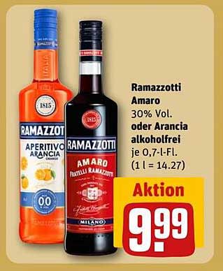 Ramazzotti Amaro 30% Vol. oder Arancia alkoholfrei je 0,7-l-Fl.