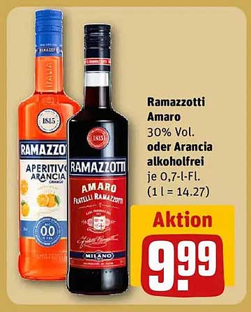 Ramazzotti Amaro oder Aperitiv Arancia, je 0,7-l-Fl.