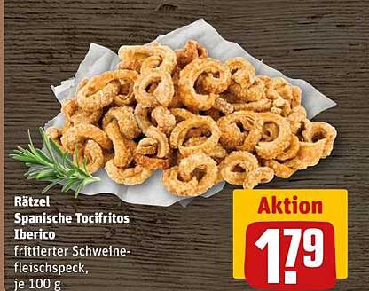 Rätzel Spanische Tocifritos Iberico, frittierter Schweinefleischspeck, je 100 g