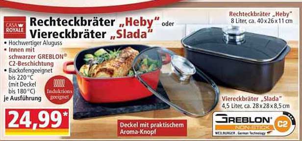 Rechteckbräter „Heby“ oder Viereckbräter „Slada“