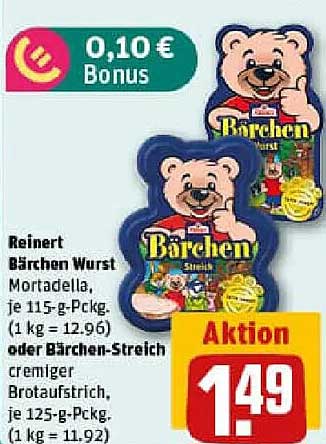 Reinert Bärchen Wurst - Mortadella oder Bärchen-Streich