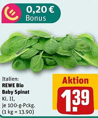 REWE Bio Baby Spinat 100 g für 1,39 €