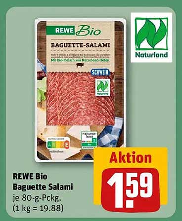 REWE Bio Baguette Salami 80 g pack