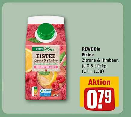 REWE Bio Eistee Zitrone & Himbeere, je 0,5-L-Pckg.