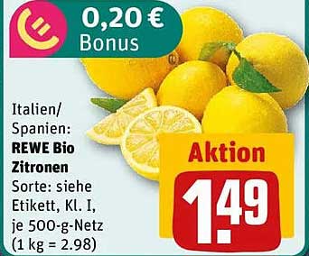 REWE Bio Zitronen 500 g - Aktion