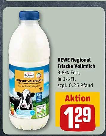 REWE Regional Frische Vollmilch 1L - Aktion!