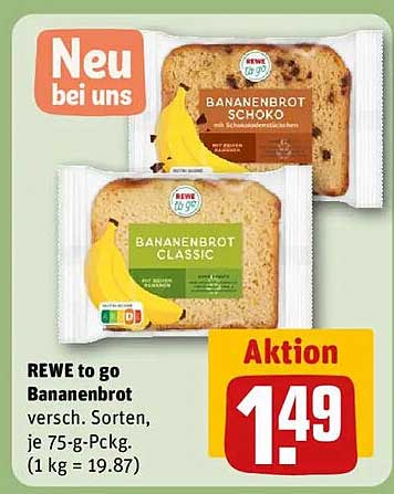 REWE to go Bananenbrot - Verschiedene Sorten