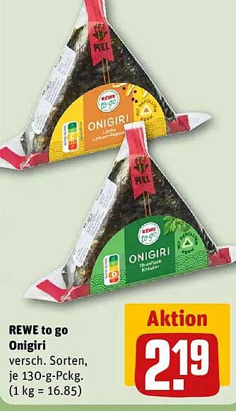 REWE to go Onigiri, verschiedene Sorten, je 130-g-Pckg.