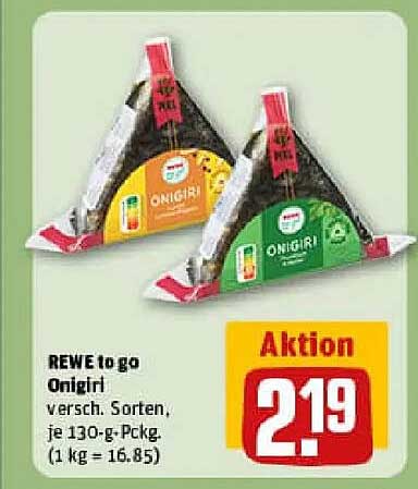 REWE to go Onigiris, verschiedene Sorten, je 130-g-Packung