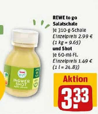 REWE to go Salatschale und Ingwer Shot