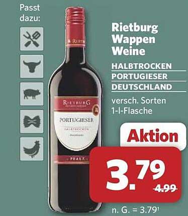 Rietburg Wappen Weine - Halbtrocken Portigieser Deutschland