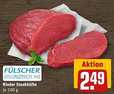 Rinder Steakhüfte Je 100 G Angebot bei REWE Center - ProspektGuru.de