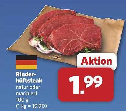 Rinderhüftsteak natur oder mariniert