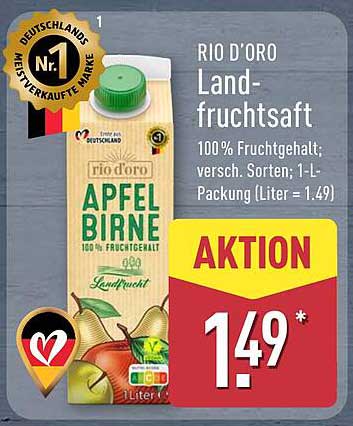 RIO D'ORO Landfruchtsaft Apfel-Birne – 1-Liter-Packung für nur 1,49 €!