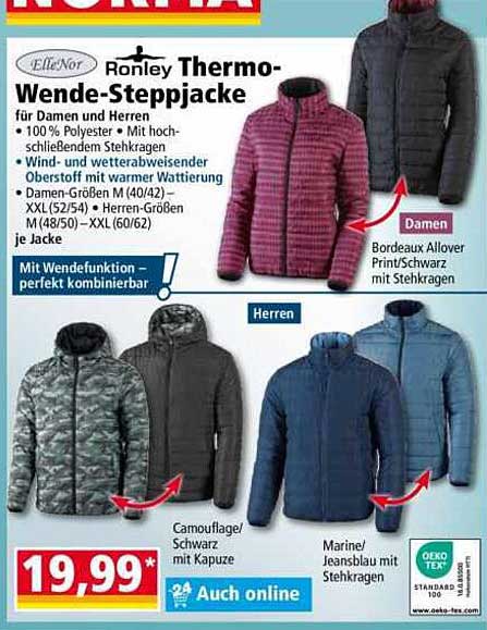 Ronley Thermo-Wende-Steppjacke für Damen und Herren