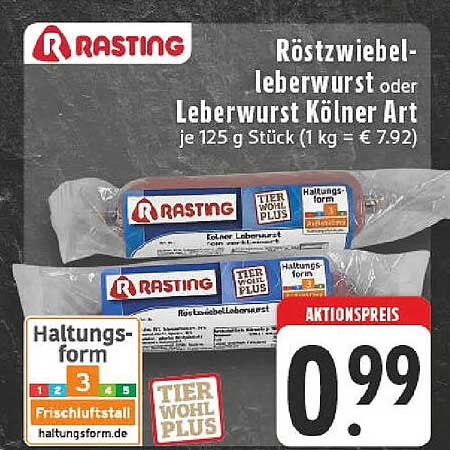 Röstzwiebel-Leberwurst oder Leberwurst Kölner Art je 125 g