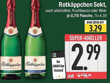 Rotkäppchen Sekt, auch alkoholfrei, Fruchtsecco oder Wein je 0,75l Flasche
