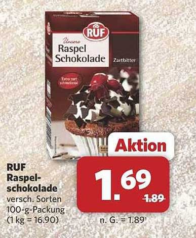 RUF Raspelschokolade 100-g-Packung – Aktion!