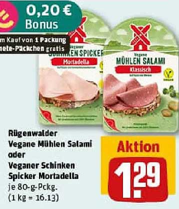 Rügenwalder Vegane Mühlen Salami oder Veganer Schinken Spicker Mortadella